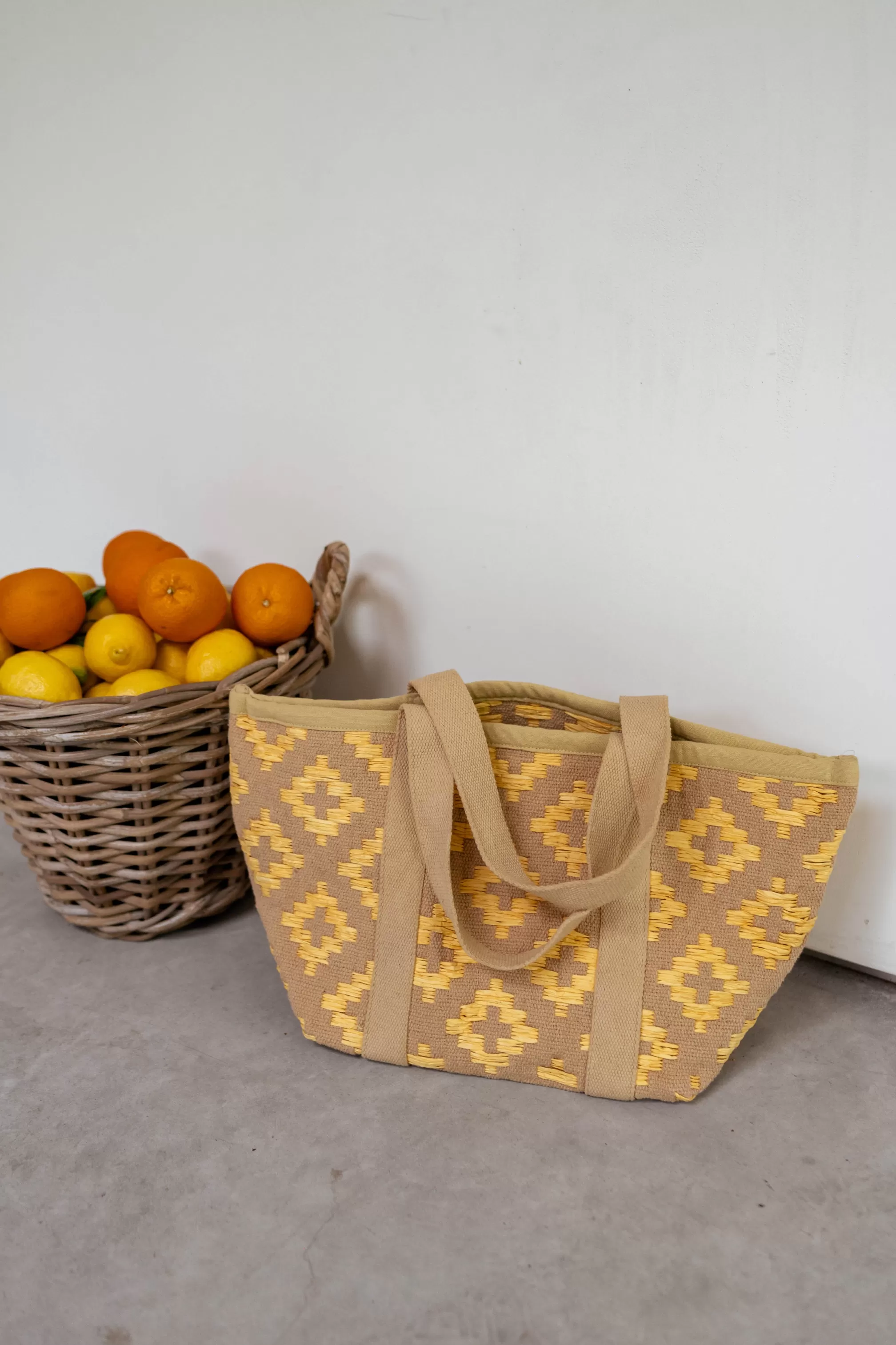 Beige And Yellow Lovell Bag | Colorful Braided Bag | Ready To-Porter Online | -Easy Clothes New