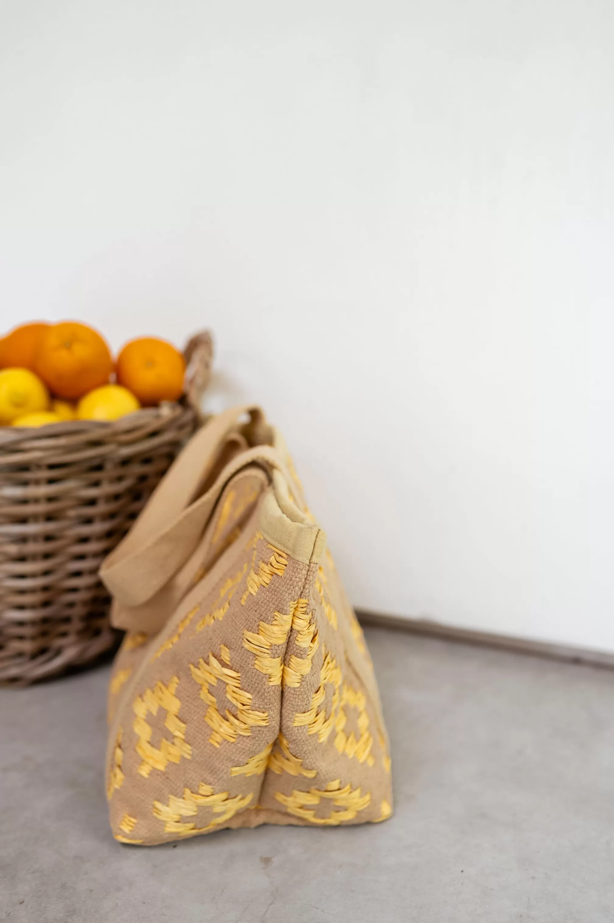 Beige And Yellow Lovell Bag | Colorful Braided Bag | Ready To-Porter Online | -Easy Clothes New