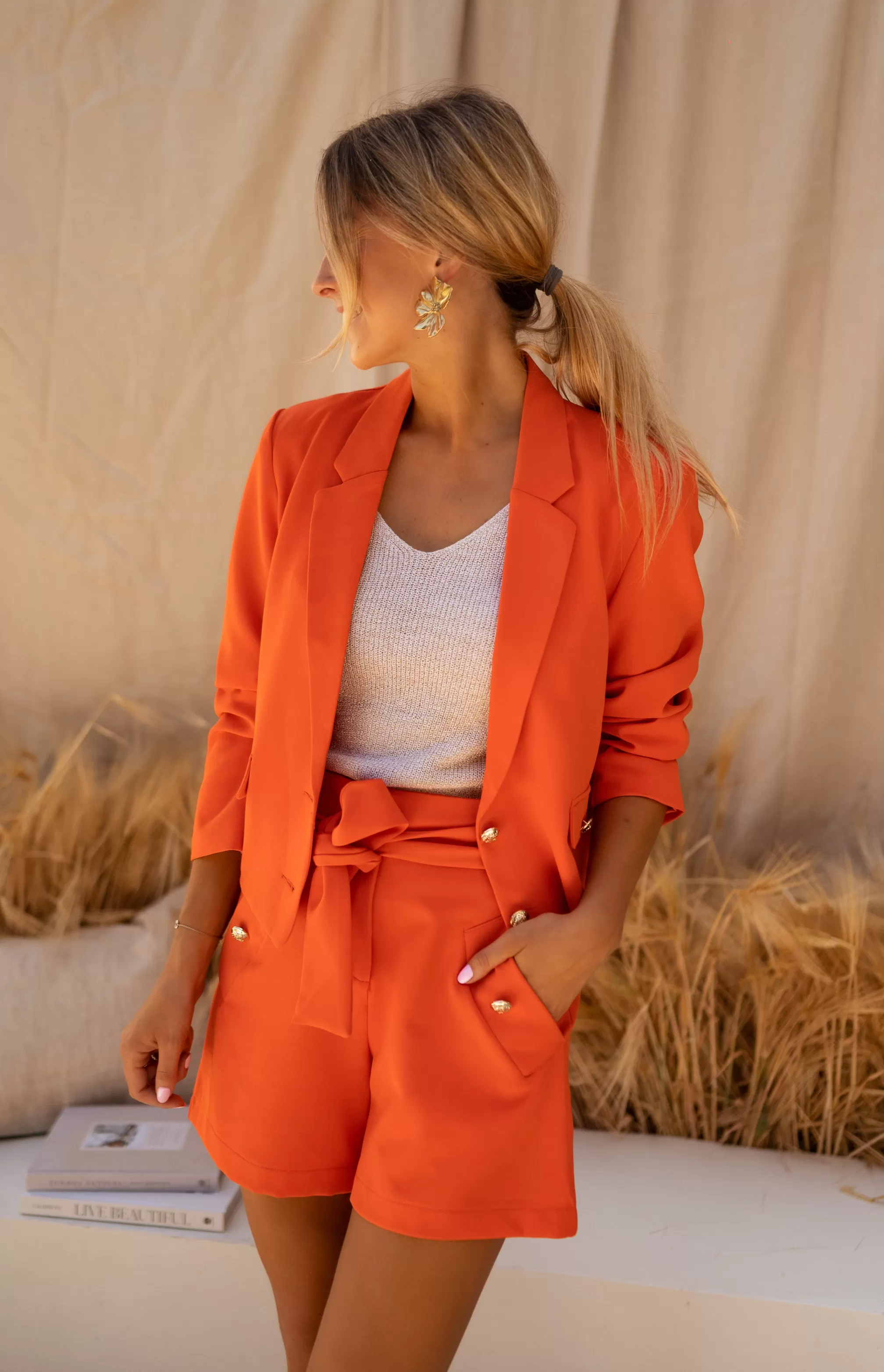 Blazer Orange - Women's Clothing - -Easy Clothes Best Sale