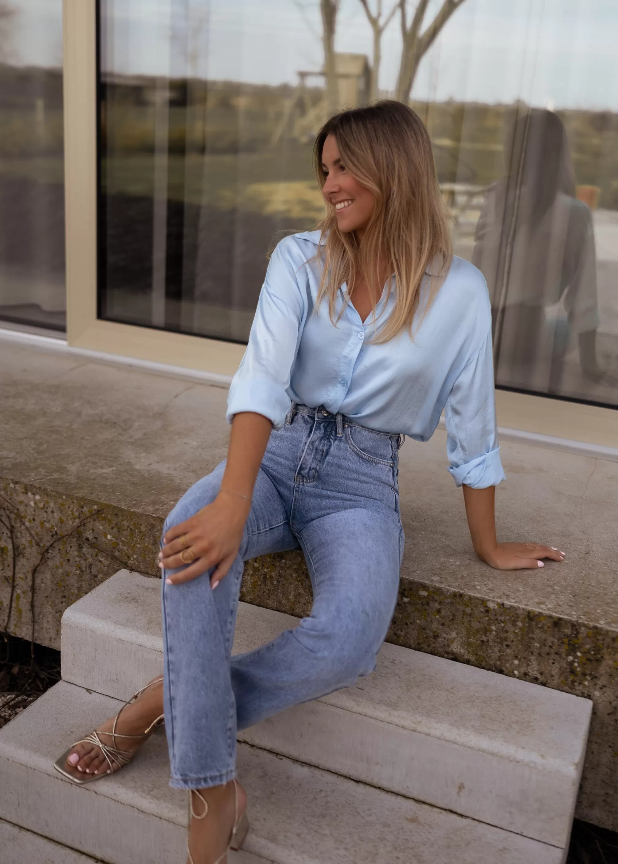 Britte Shirt Light Blue | Fluid Satin Shirt | Ready To-Porter Online | -Easy Clothes Discount