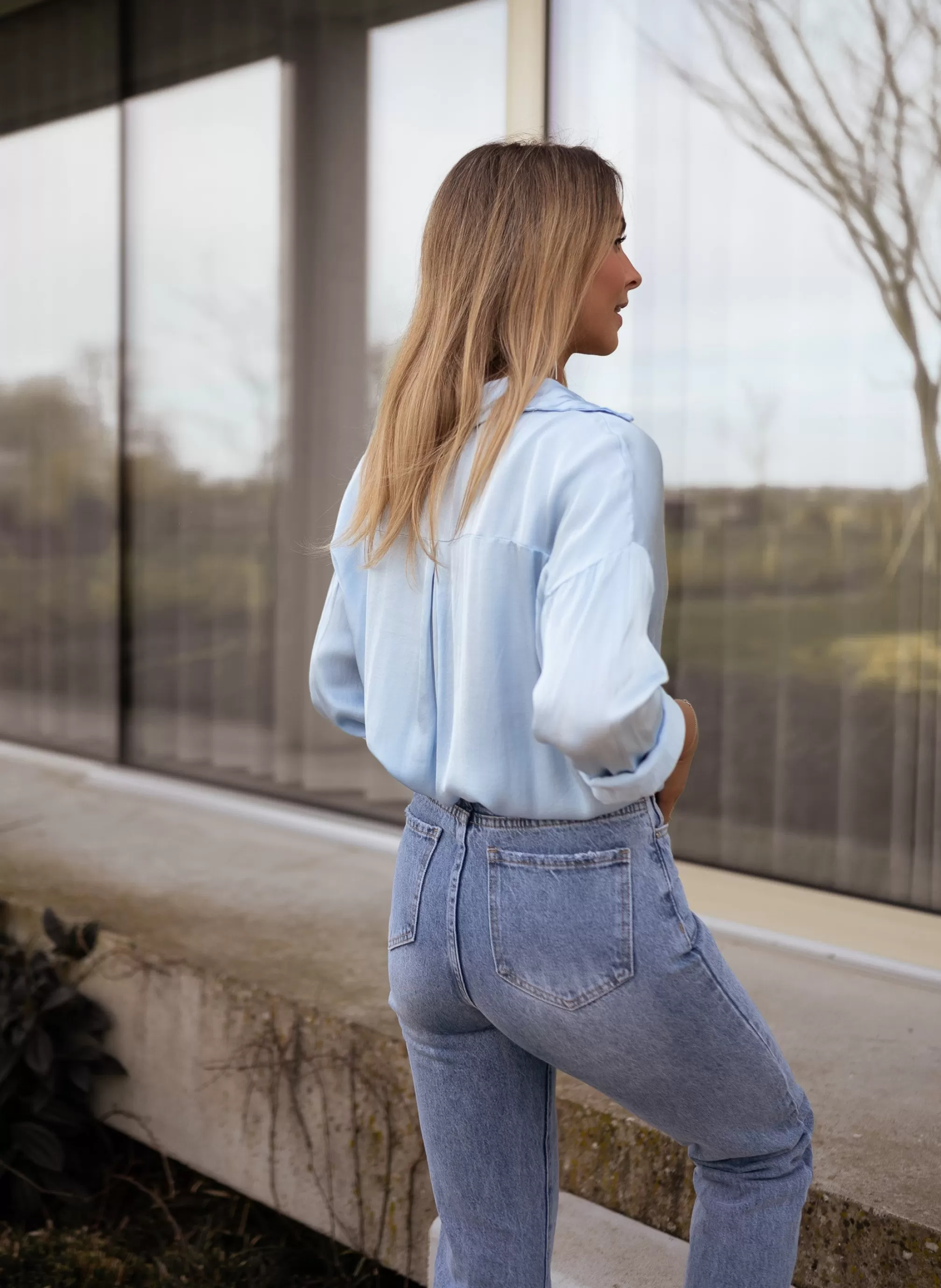 Britte Shirt Light Blue | Fluid Satin Shirt | Ready To-Porter Online | -Easy Clothes Discount