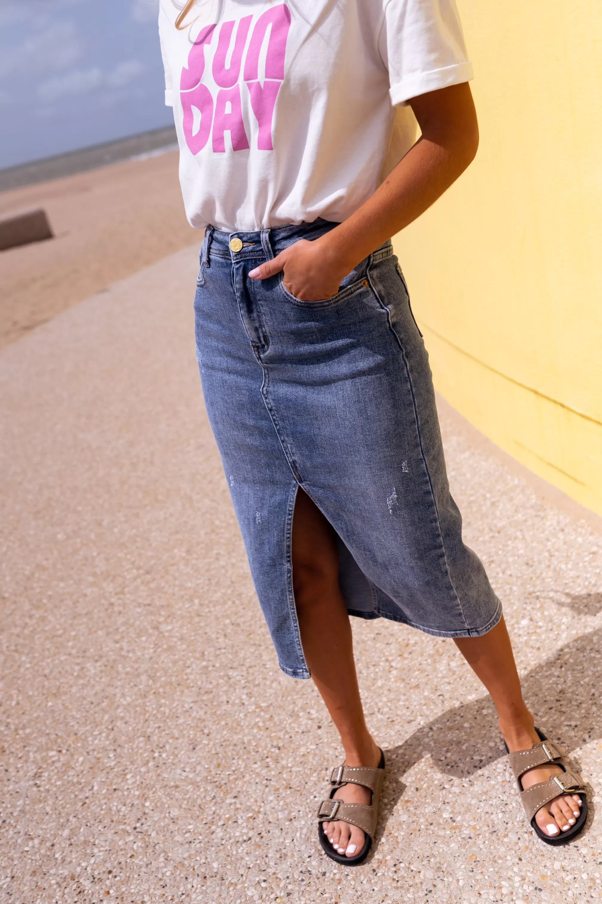 Cameo Skirt Denim | Midi Skirt Denim | Ready To-Porter Online | -Easy Clothes New