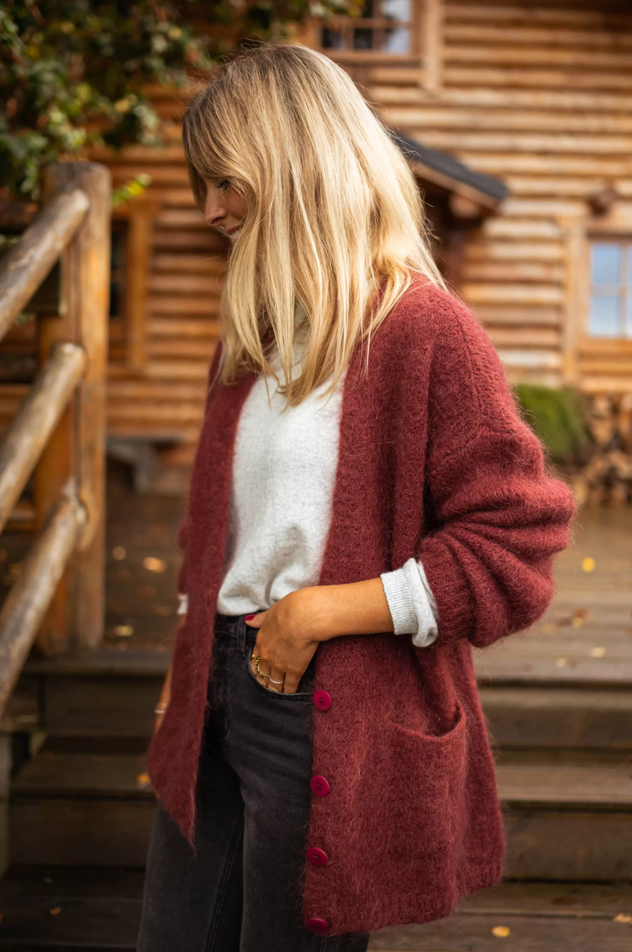 Cardigan Burgundy - -Easy Clothes Best