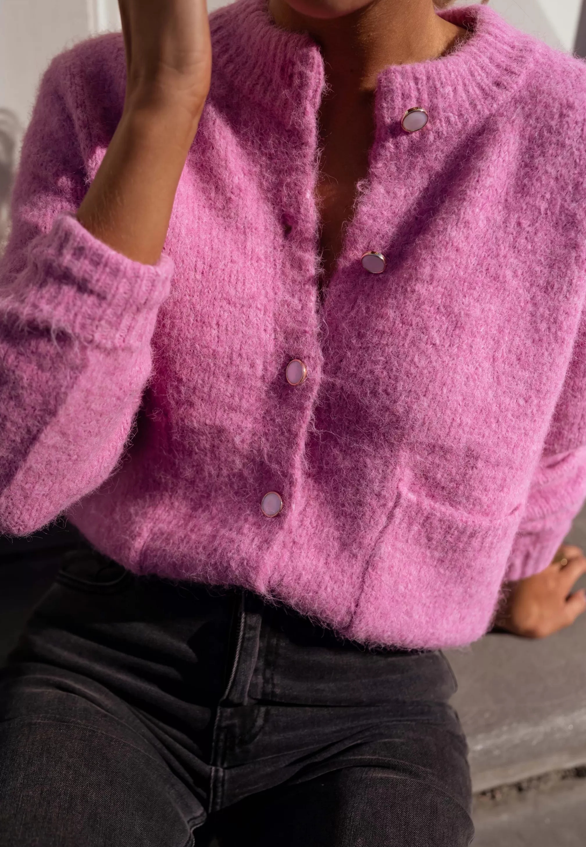 Cardigan Kyle Pink - -Easy Clothes Shop