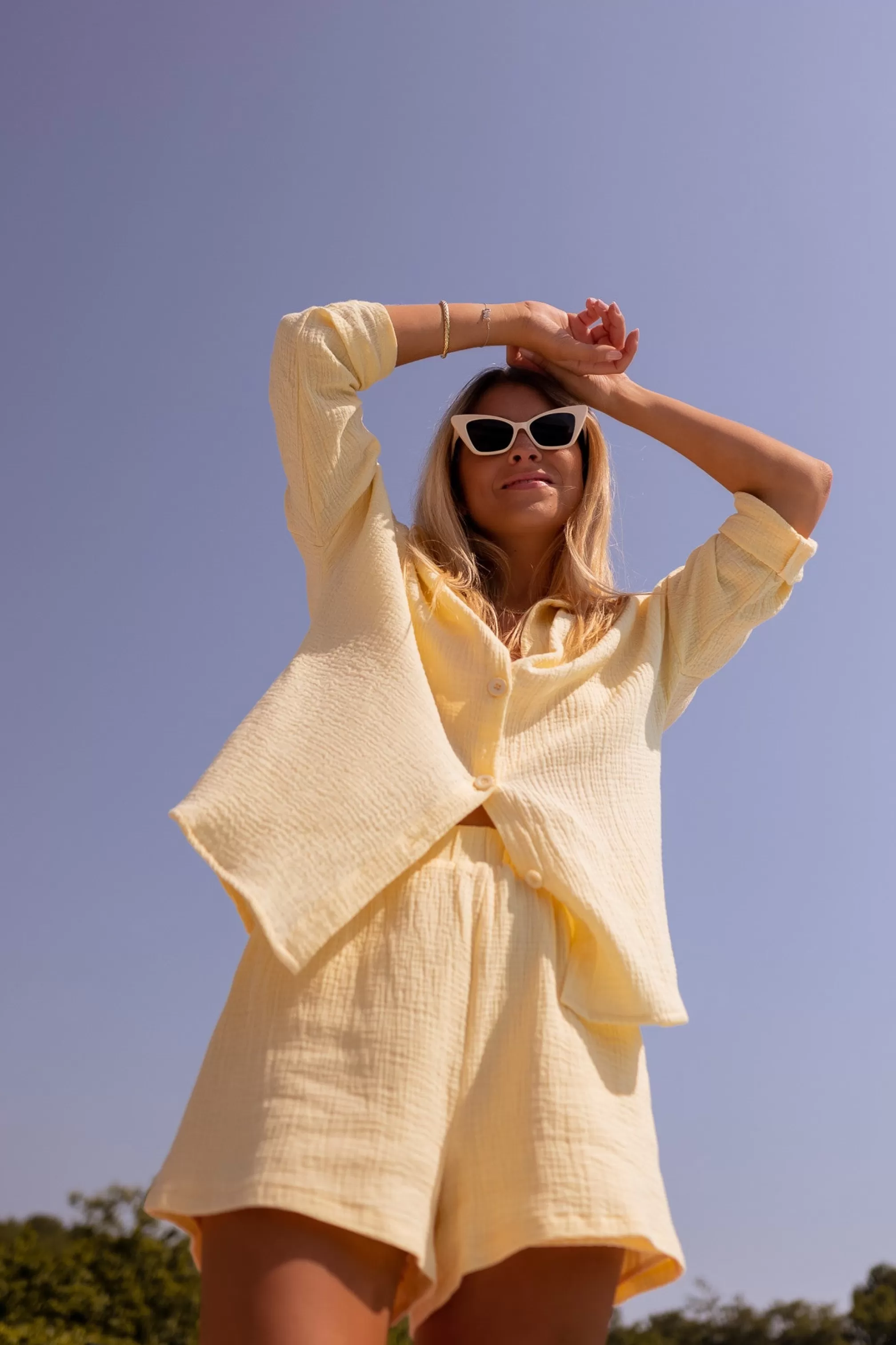 Carmen Yellow Shirt In CONTON GAUZE | Shirt In Cotton | Ready To-Porter Online | -Easy Clothes Discount