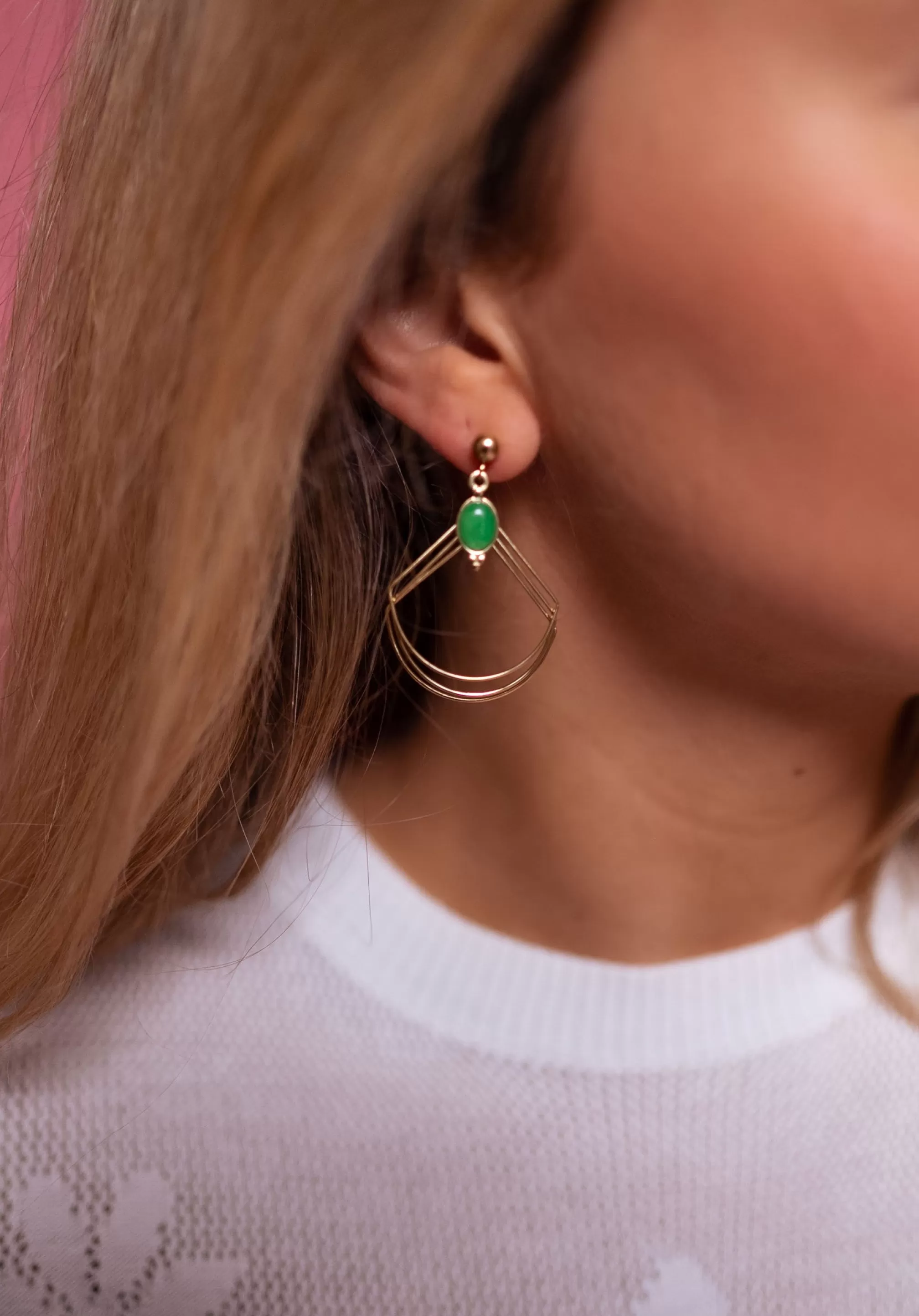 Earrings Golden Adil | Green Pearl | Jewelry & Accessories-Easy Clothes Online