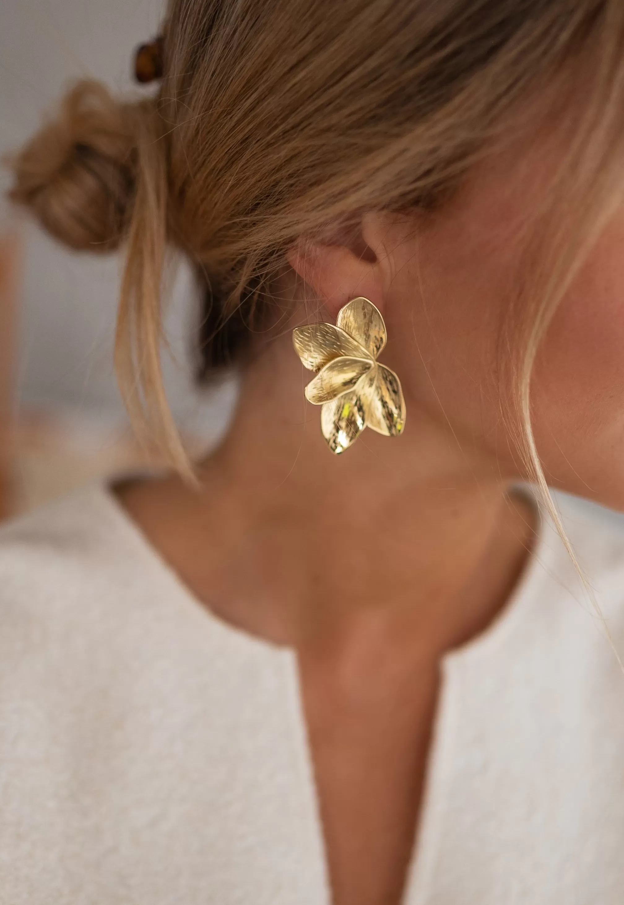 Earrings Golden | Enza | Flower Shape-Easy Clothes Clearance