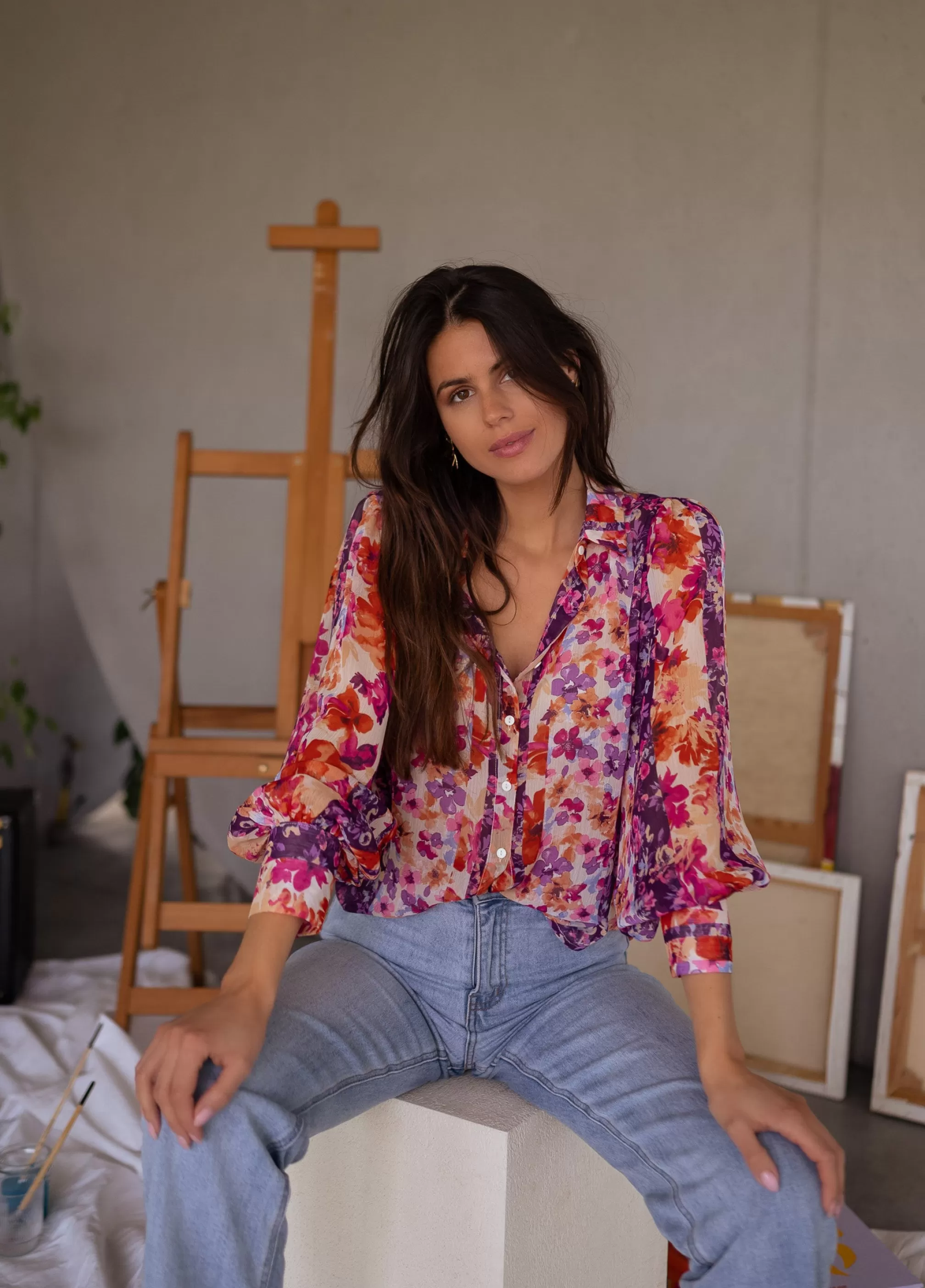 Fauve Flower Blouse | Blouse Balloon Sleeves | Ready To-Porter Online | -Easy Clothes Clearance