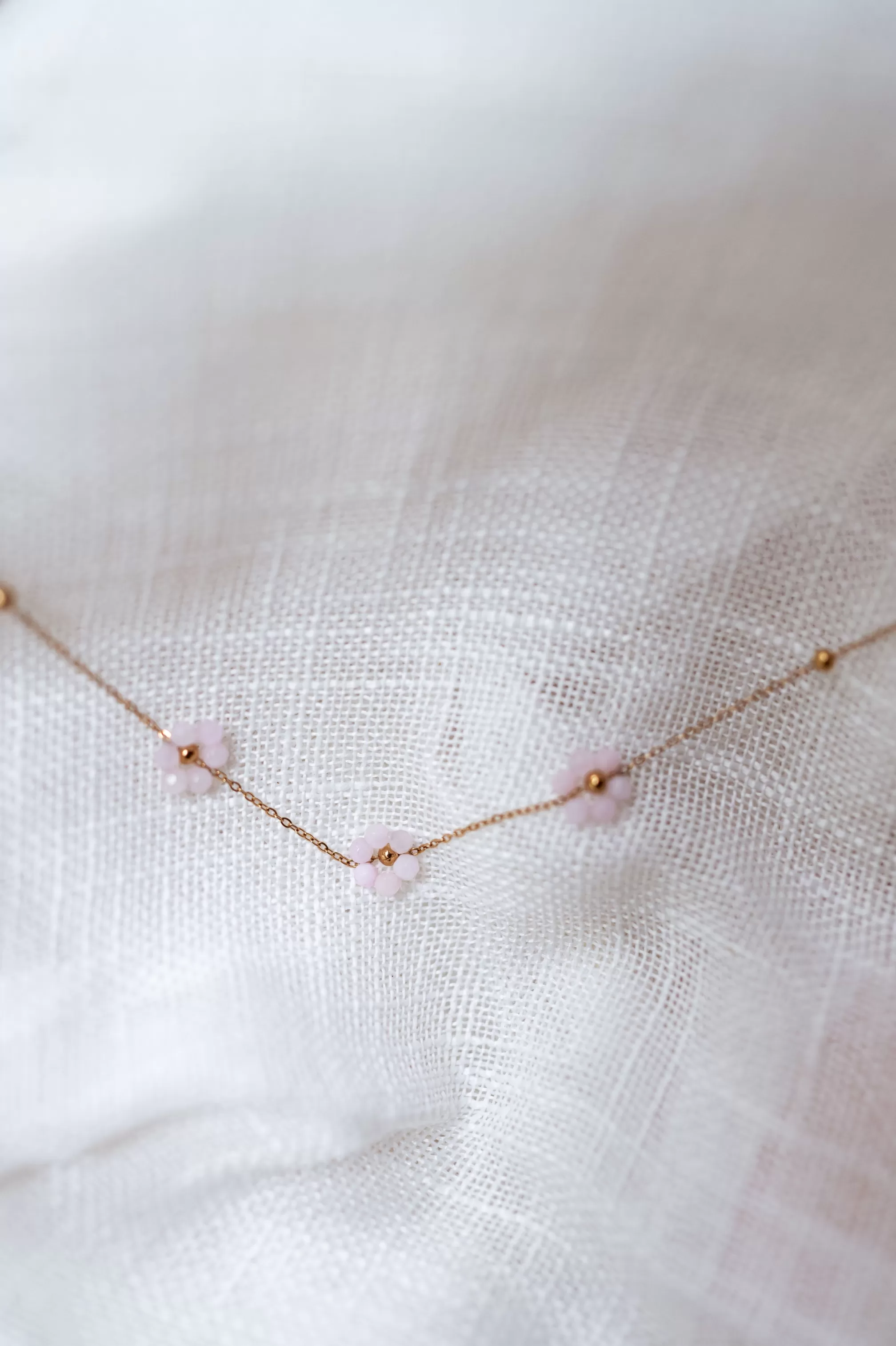 Flowi Necklace Pink And Golden | Flower Necklace | Ready To-Porter Online -Easy Clothes Store