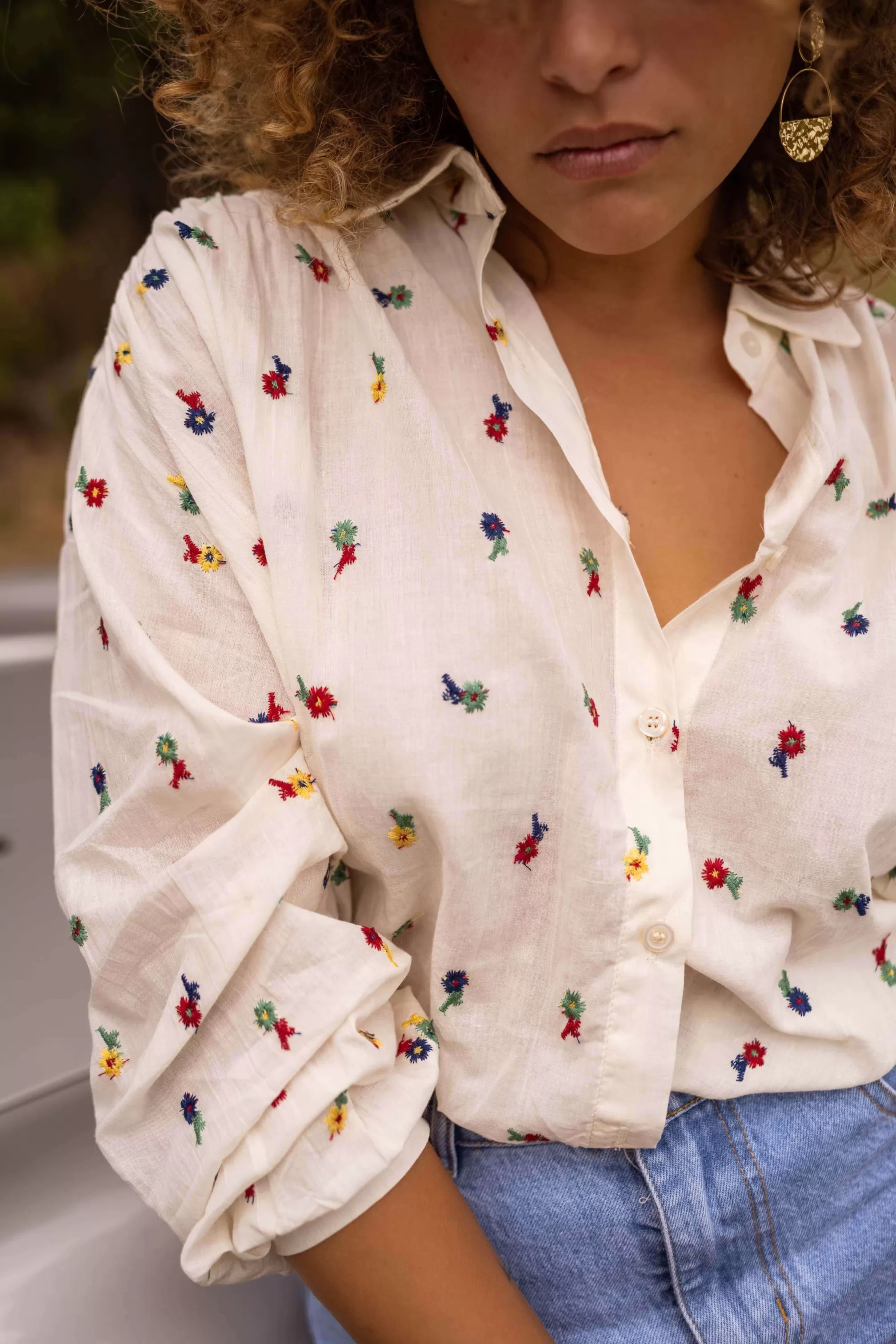 Oriana Blouse - Embroidered Floral Pattern - -Easy Clothes Fashion