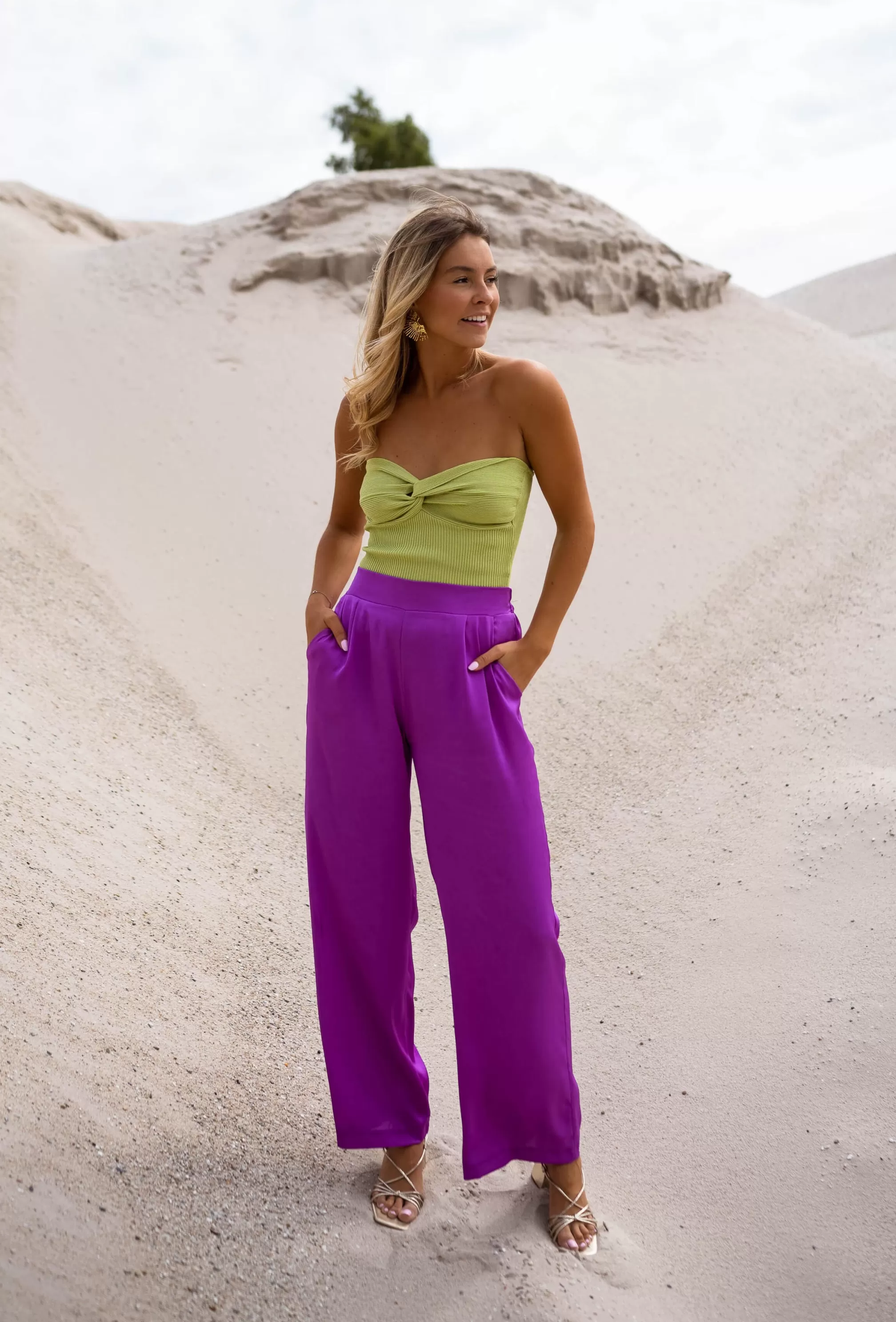 Pants Thaly Violet - -Easy Clothes Flash Sale