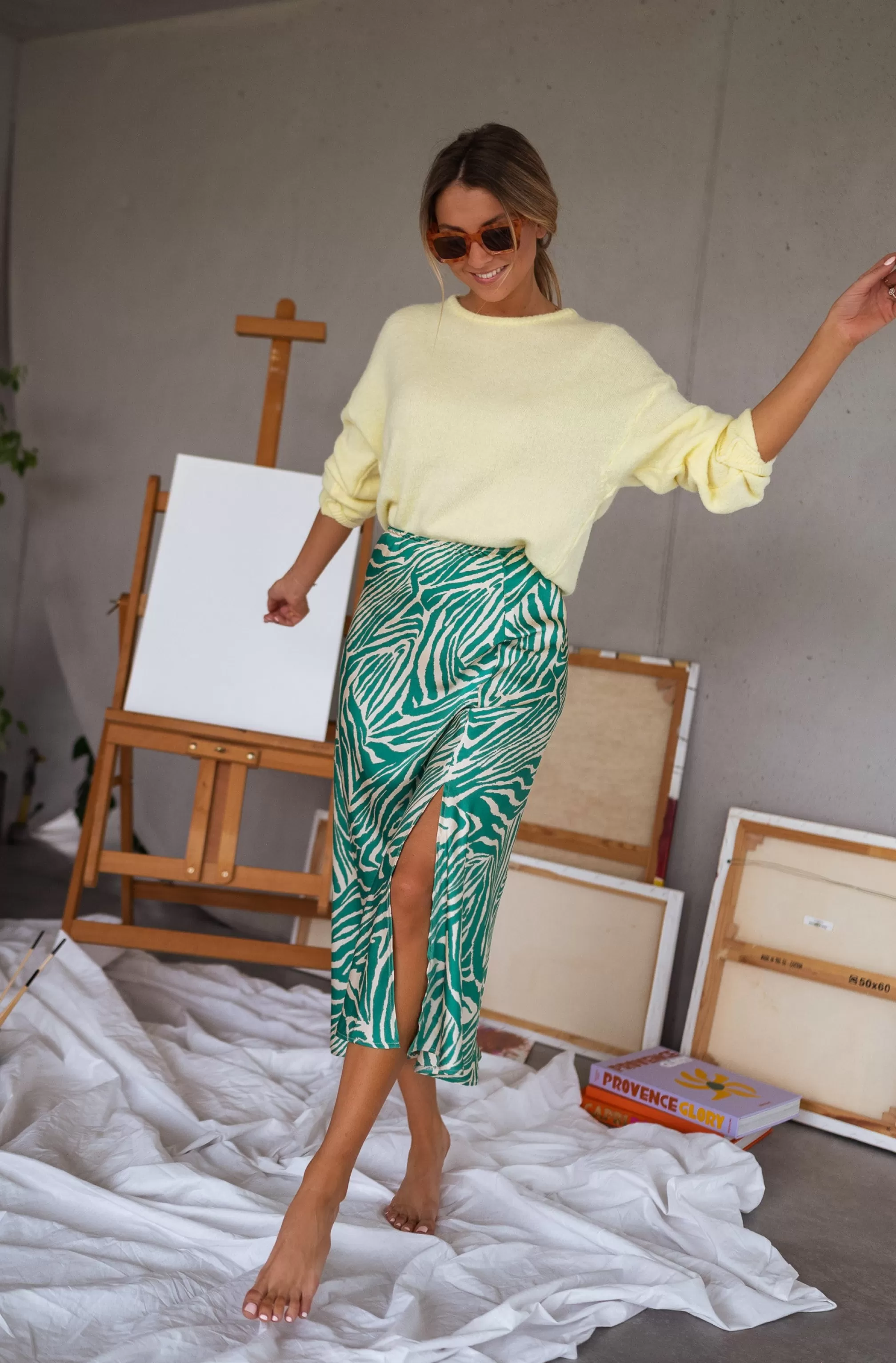 Sweater Hélo Jaune | Sweater Yellow In Meshes | Ready To-Porter Online | -Easy Clothes Cheap
