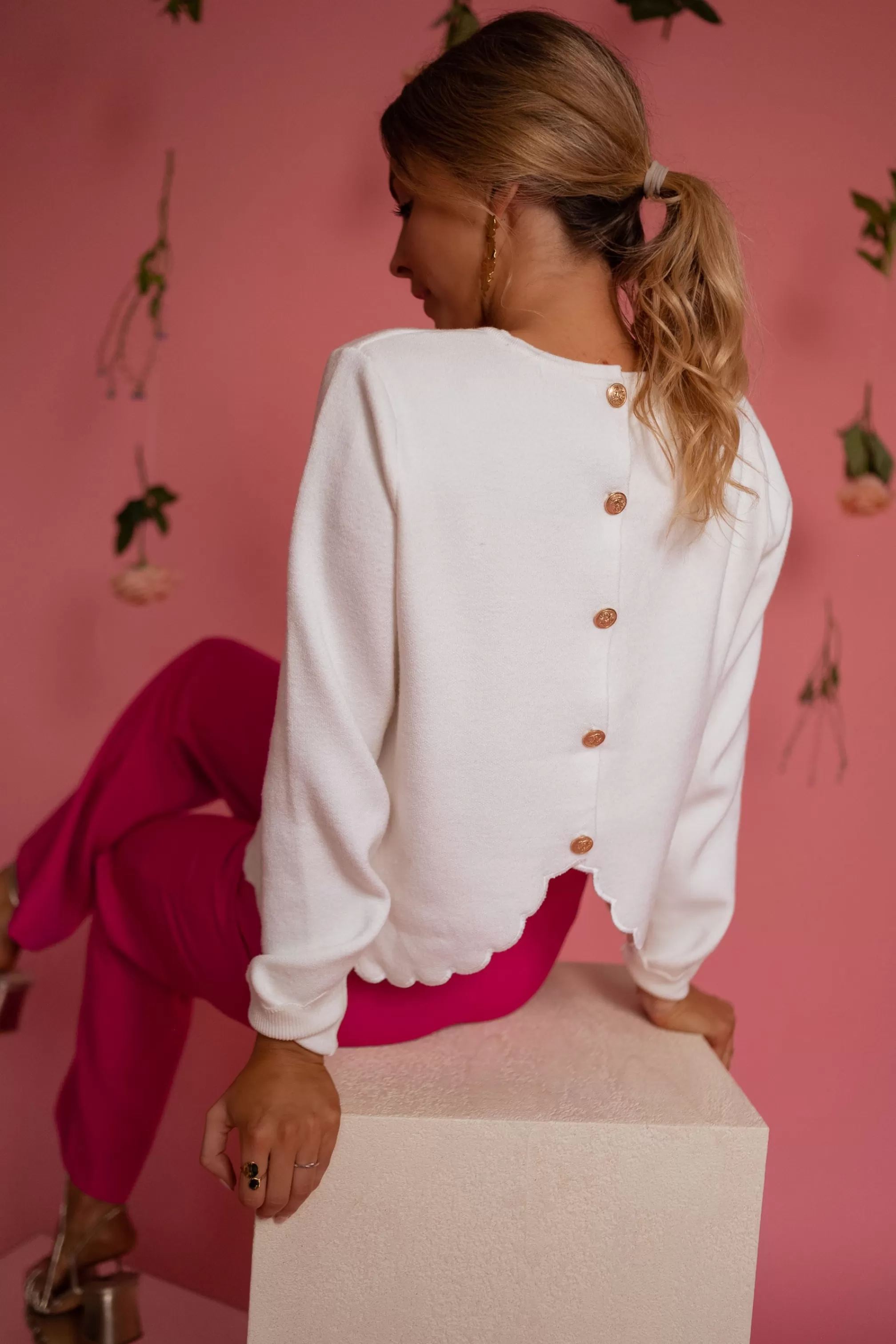 Sweater White | Bess | Timeless | -Easy Clothes Hot