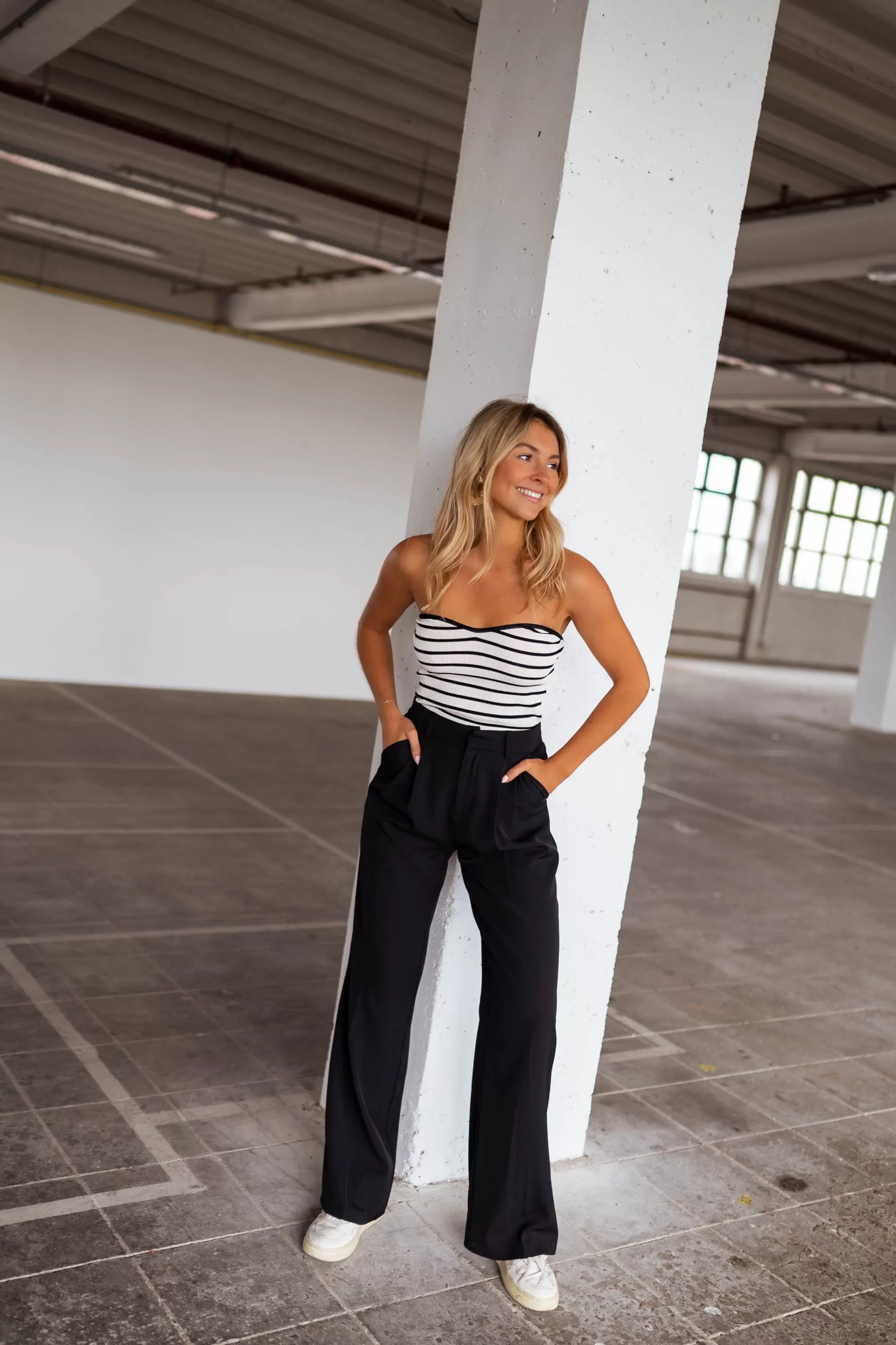 Top Marshall Lined Ecru And Black | Top Headband Lined | Ready To-Porter Online | -Easy Clothes Shop