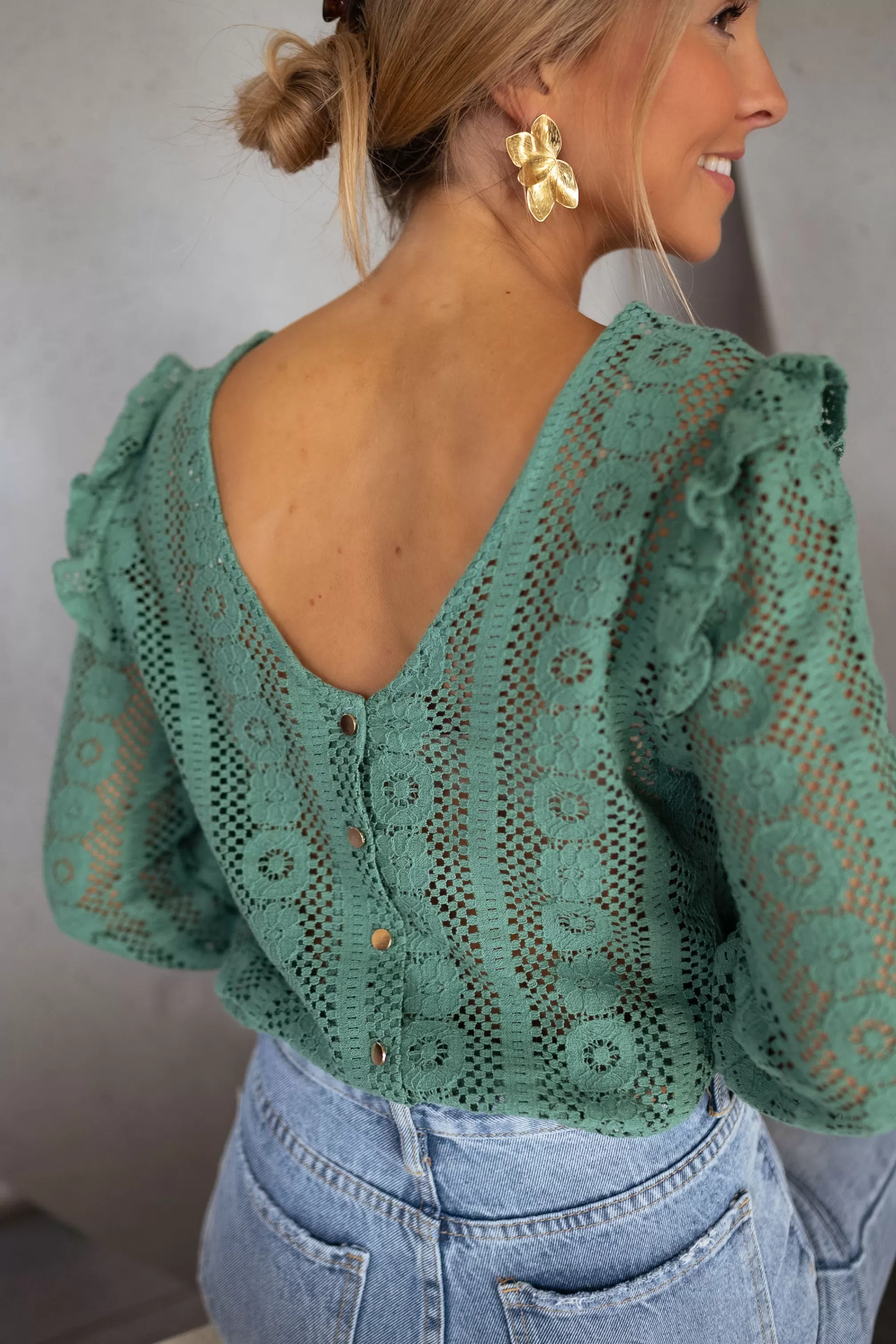 Verte Mencia Blouse | With Lace | Elegant & Trendy-Easy Clothes Cheap